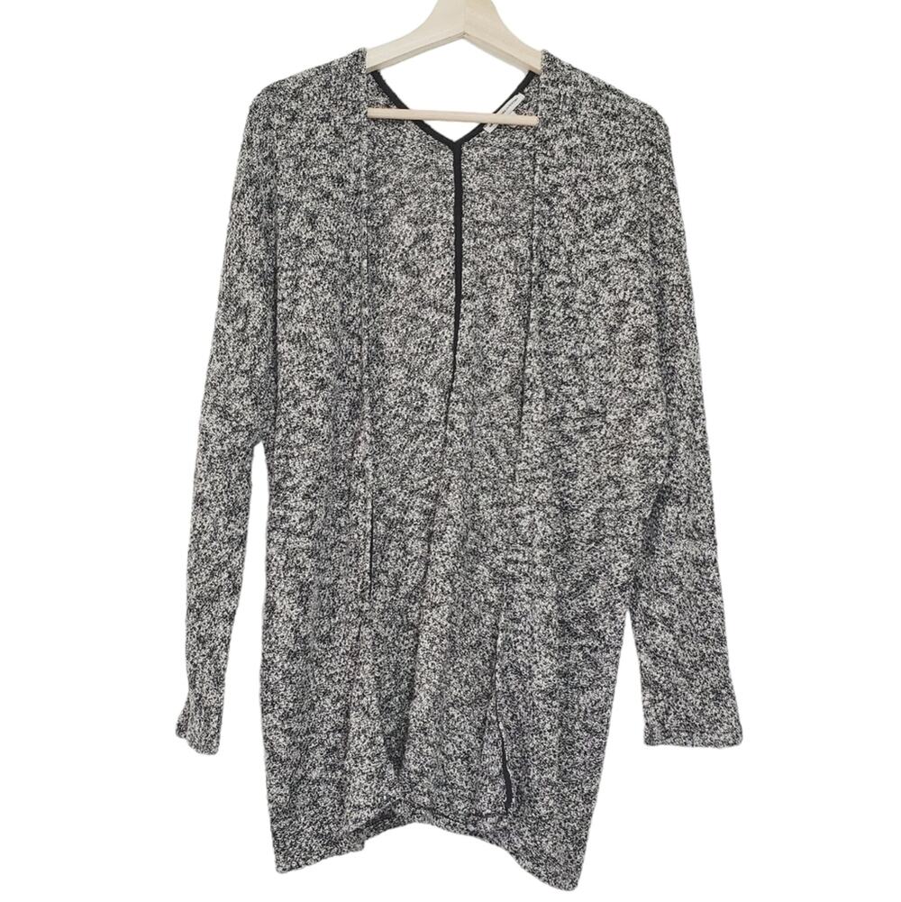 American Eagle Outfitters | Open Front Contrast Trim Soft Marled Cardigan